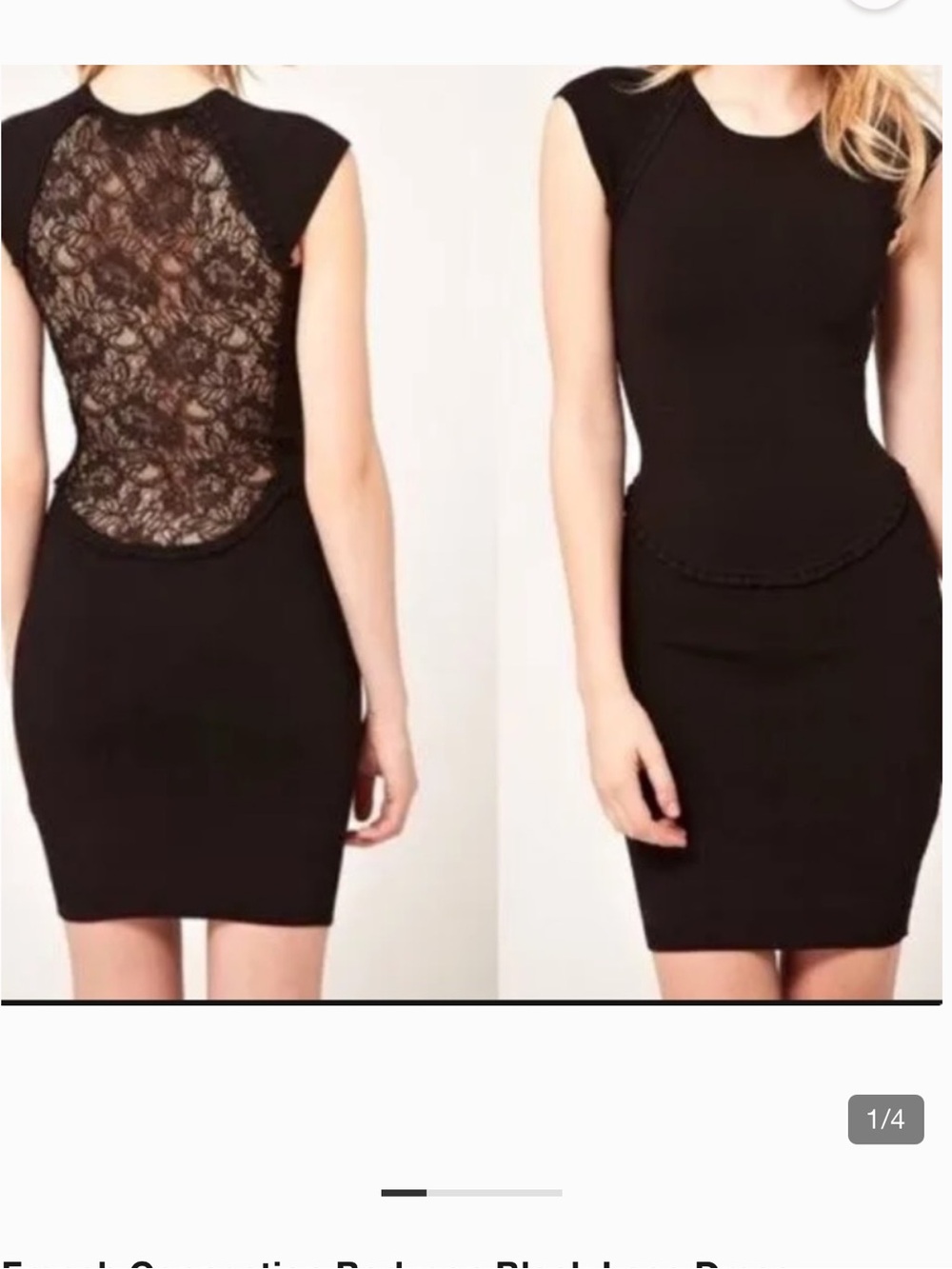 French Connection Dani Lace Open Back Dress In Black Size 12